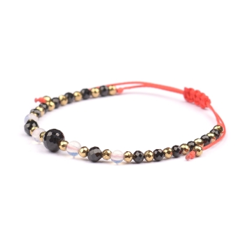 Bransoletka celebrytka czarny TURMALIN OPAL HEMATYT ochrona i przyjaźń